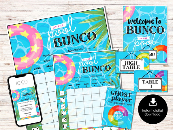 Summer Pool Party Bunco Score Cards, Swim Party Bunco Score Sheets, Summer Bunco Night, Bunco Party Printables, July Bunco, Bunco, BUNKO - Before The Party