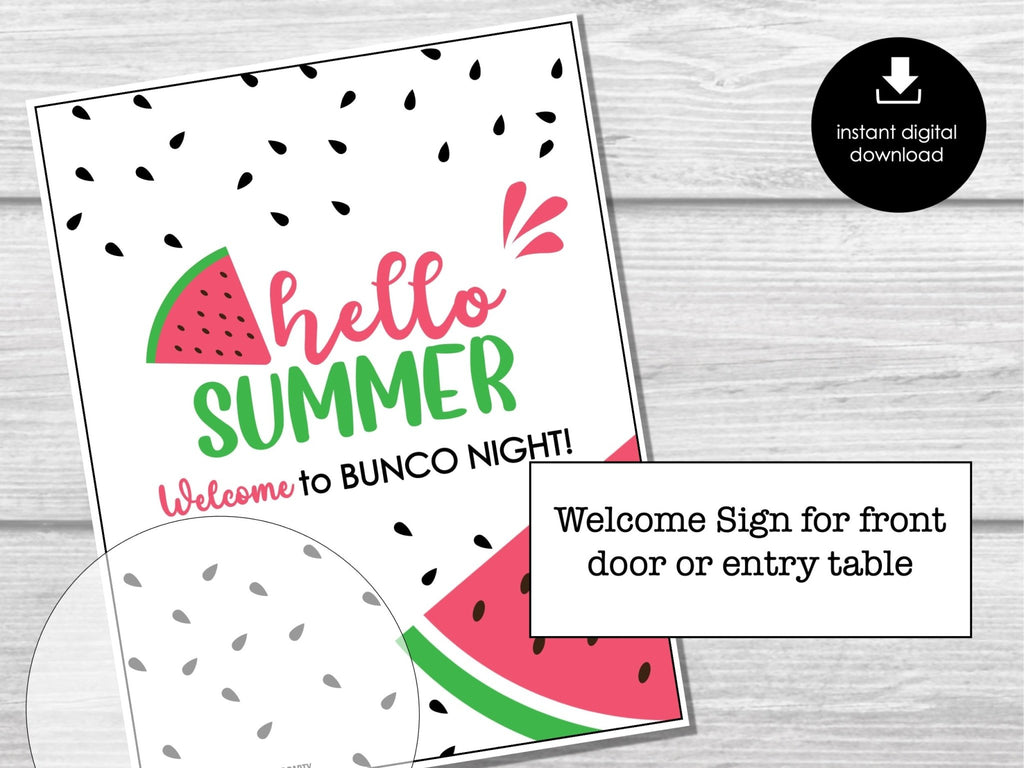 Summer Watermelon Bunco Score Cards, Bunco Score Sheets, July Summer Bunco Night - Before The Party