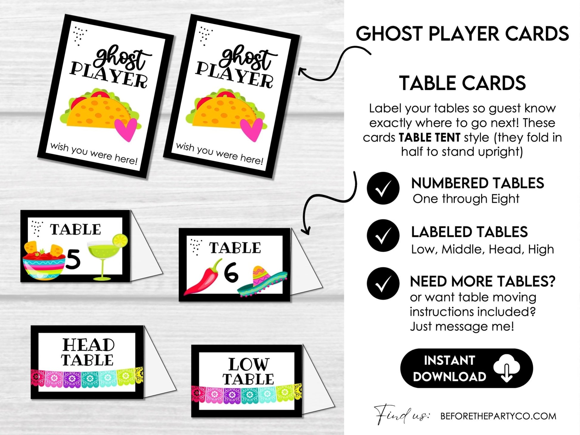 Taco Night Bunco Score Sheets - Mexican Party Bunco - Tally Sheets, Invitations & Table Cards - Before The Party