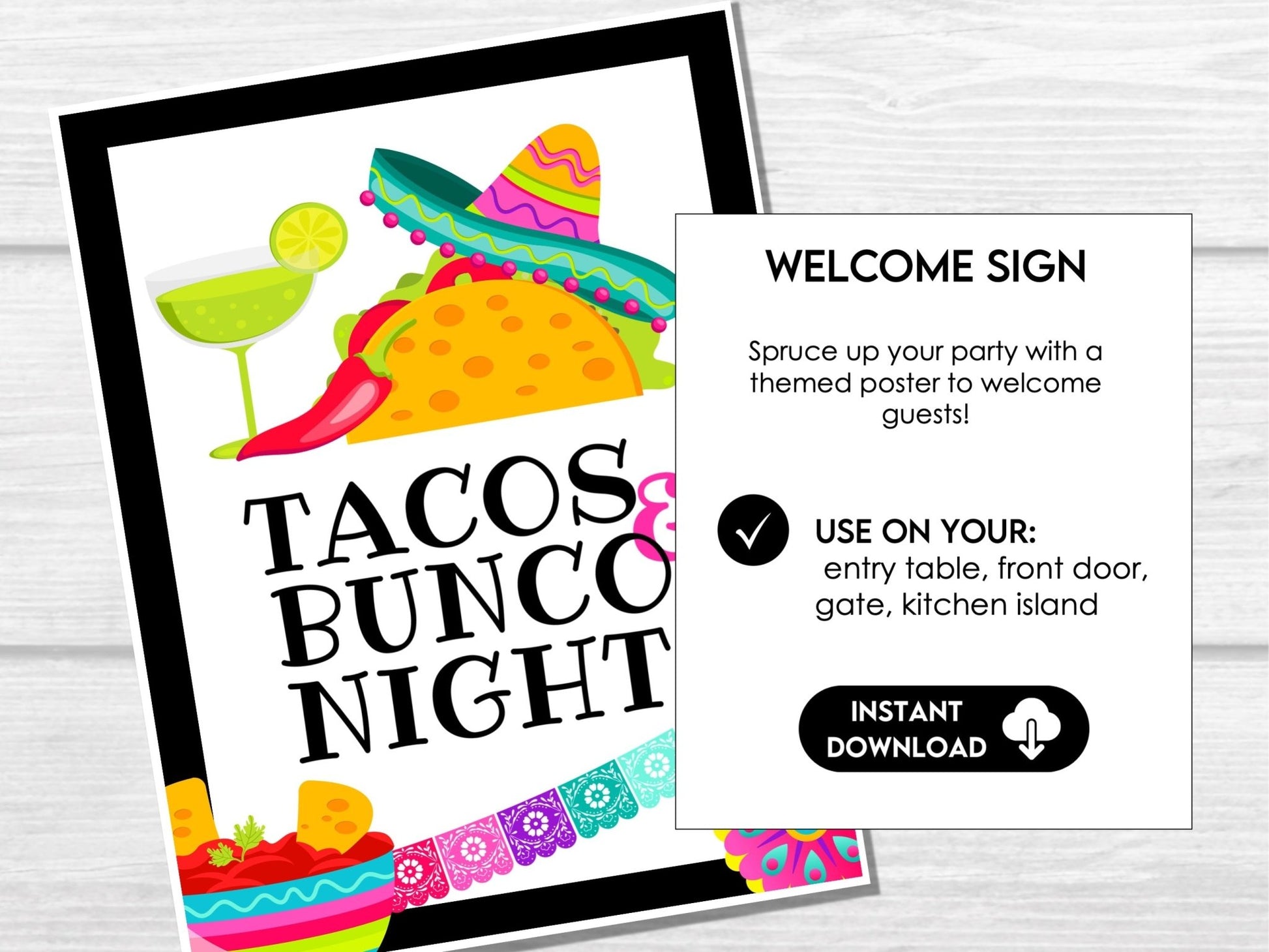 Taco Night Bunco Score Sheets - Mexican Party Bunco - Tally Sheets, Invitations & Table Cards - Before The Party