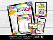 Taco Night Bunco Score Sheets - Mexican Party Bunco - Tally Sheets, Invitations & Table Cards - Before The Party