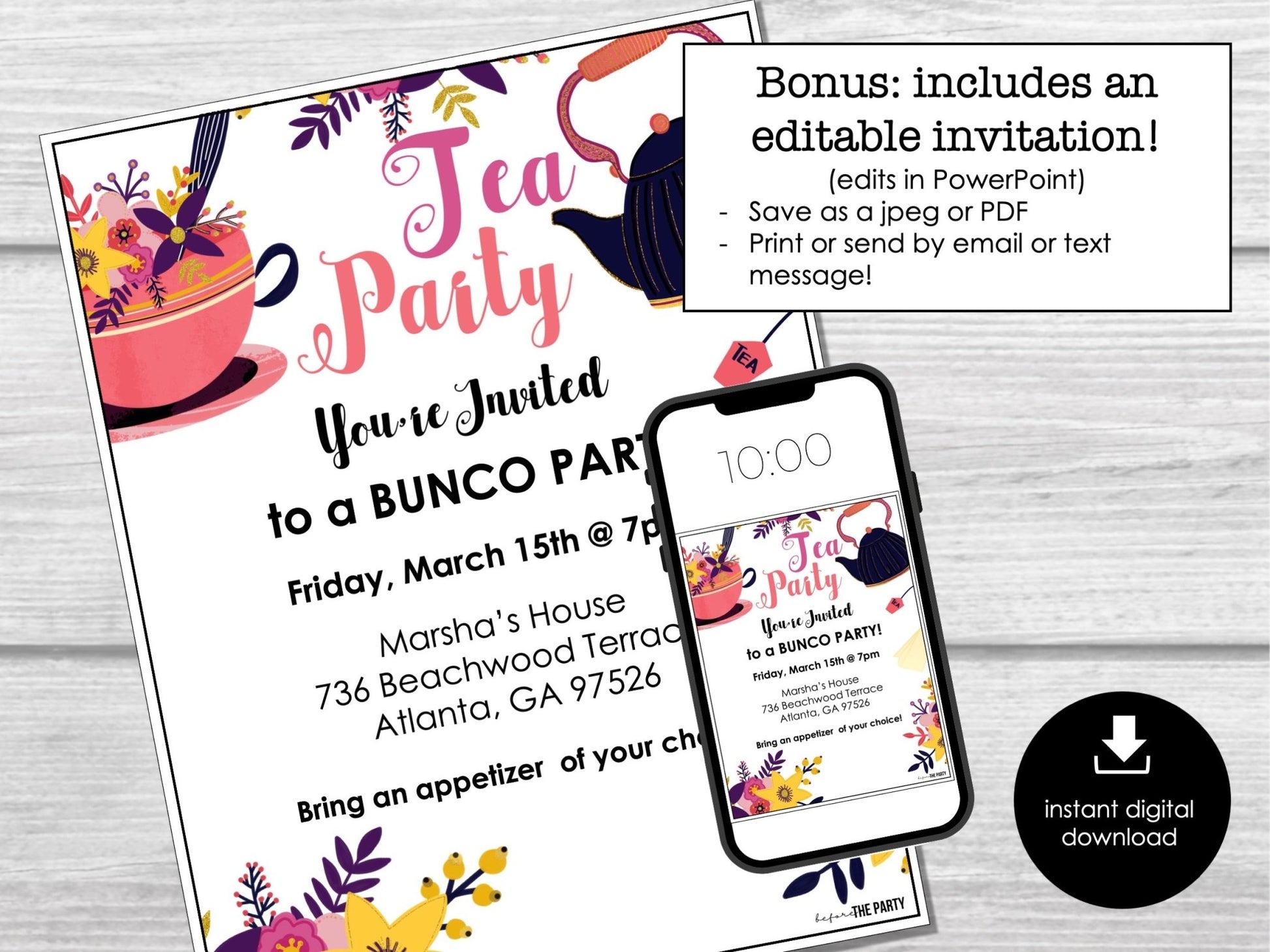 Tea Party Bunco Score Sheets, High Tea Party Bunco, Bunco Score Cards - Before The Party