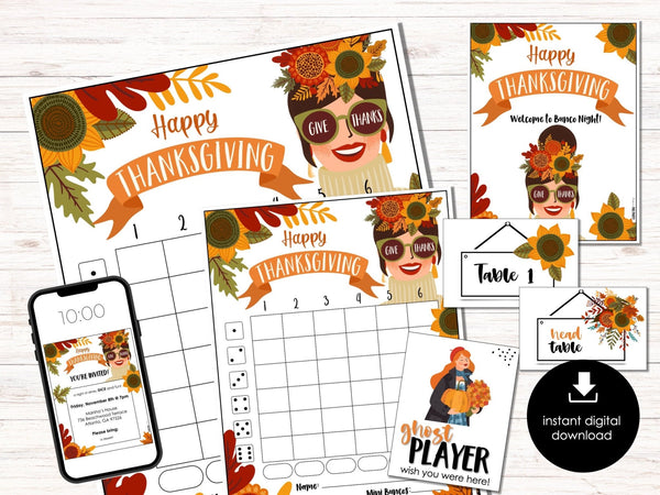 Thanksgiving Bunco Score Cards, November Bunco Score Sheets, FALL Bunco Game, Autumn Theme Bunco Party Kit, Friendsgiving Bunco Night, BUNKO - Before The Party