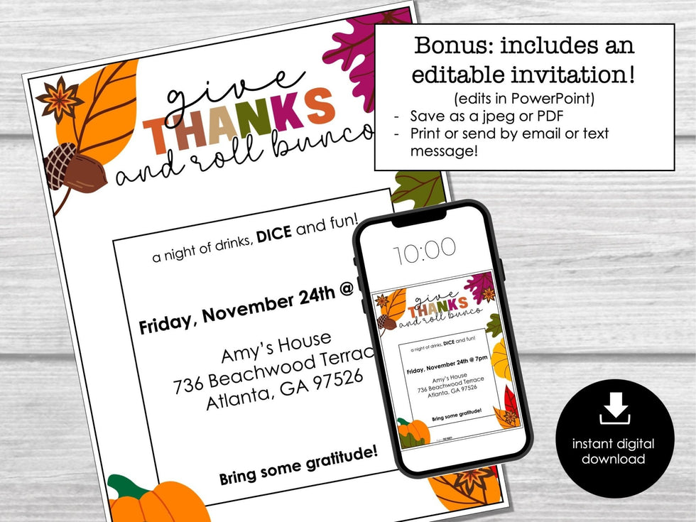 Thanksgiving Bunco Score Cards and Sheets for Friendsgiving – Before ...