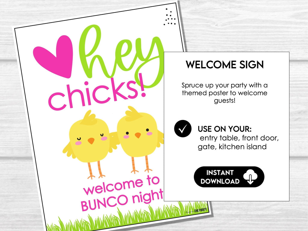 These Chicks Love Bunco - Spring Bunco Theme includes numbered table cards and editable invitations - Before The Party