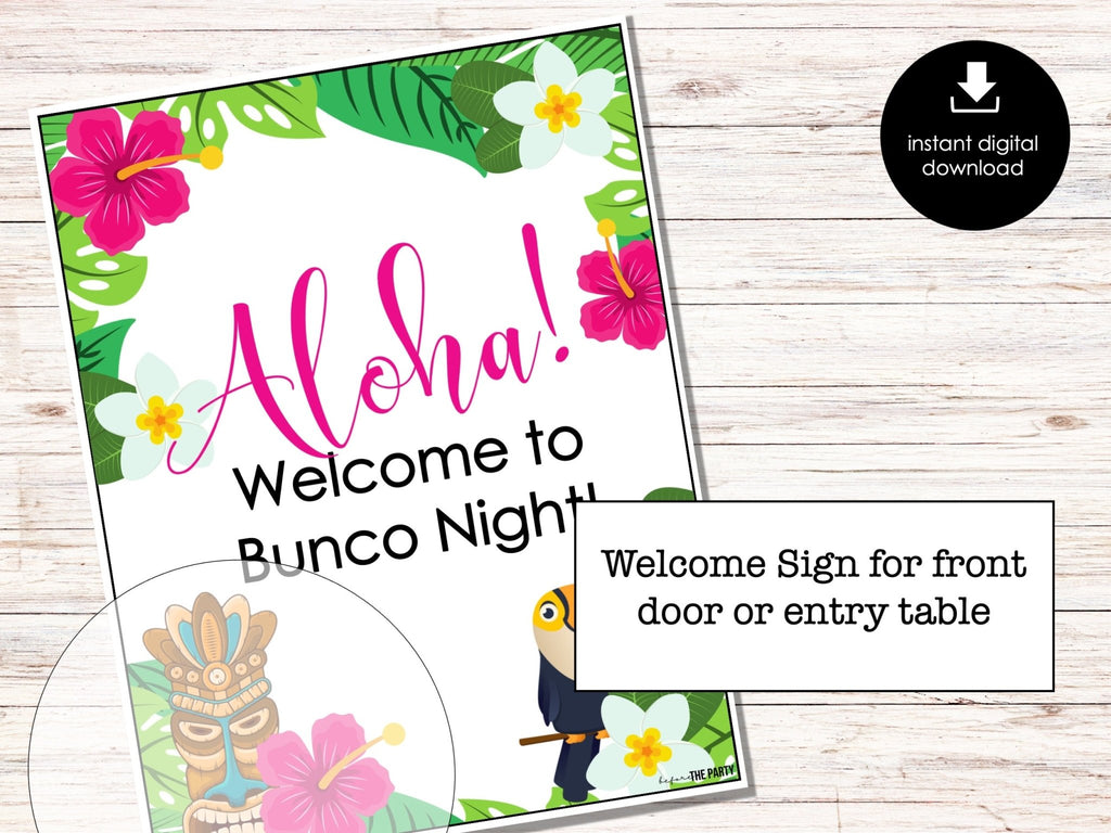 Tropical Summer Bunco Score Sheets, Hawaii Party Bunco Score Cards, Summer Bunco Night, Bunco Party Printable, Fun Bunco Theme, BUNKO game - Before The Party