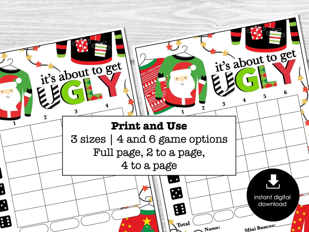 Ugly Sweater Christmas Bunco Score Sheets, December Bunco Game, Christmas Bunco Invitation, F - Before The Party