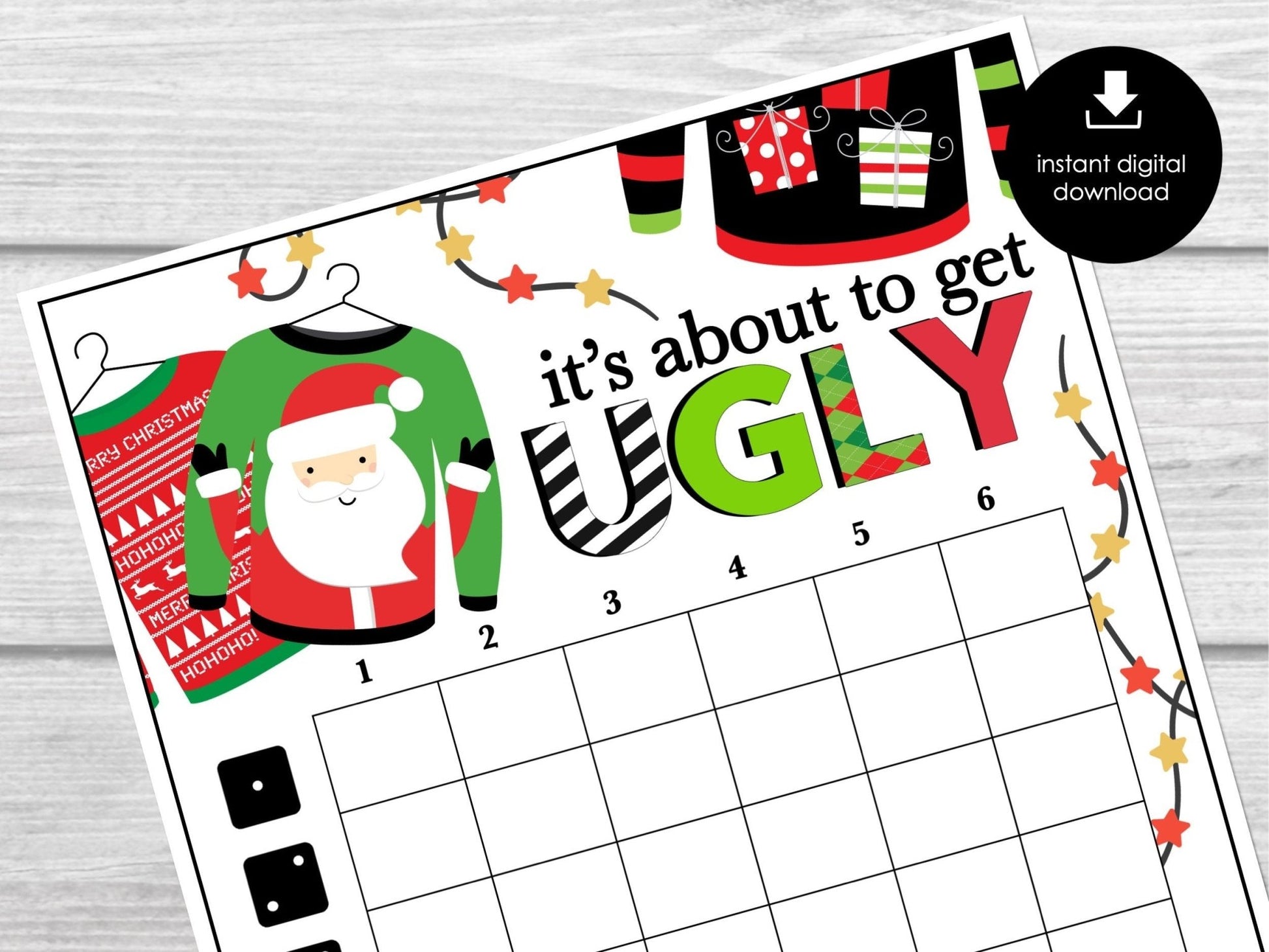 Ugly Sweater Christmas Bunco Score Sheets, December Bunco Game, Christmas Bunco Invitation, Fun Bunco Party Kit, Winter Bunco Printables - Before The Party