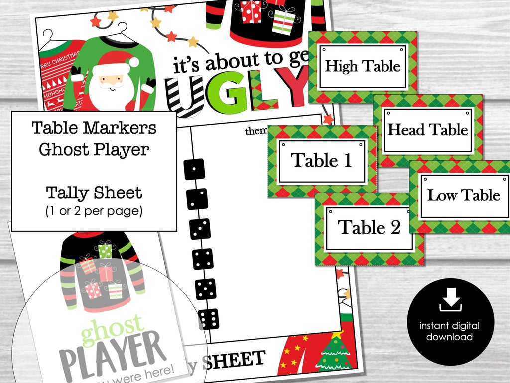Ugly Sweater Christmas Bunco Score Sheets, December Bunco Game, Christmas Bunco Invitation, Fun Bunco Party Kit, Winter Bunco Printables - Before The Party