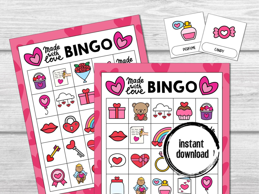 Valentines Day Bingo Game for Kids and Adults | Valentines Printable Games | Valentines Family Activity | Valentines Classroom Party Game - Before The Party