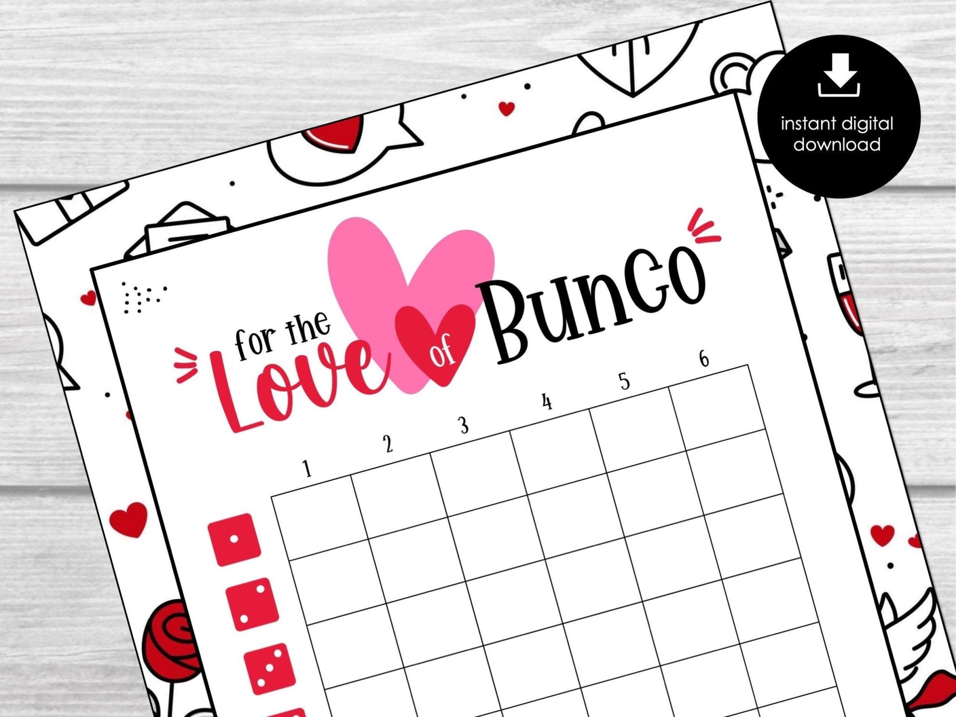 Valentine's Day Bunco Score Cards, February Bunco Score Sheets, Heart Bunco Invitation, Love Bunco Party Kit, Galentine's Bunco Night, BUNKO - Before The Party