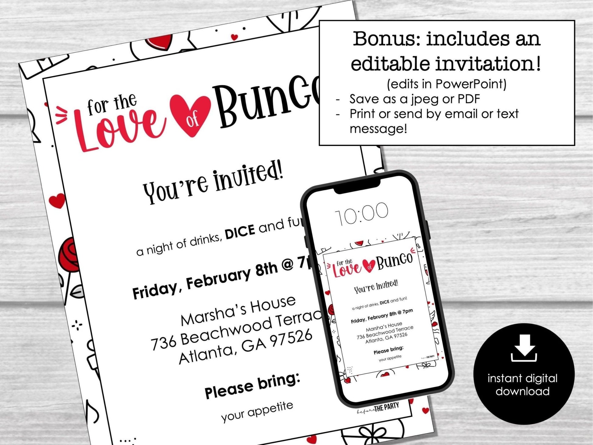 Valentine's Day Bunco Score Cards, February Bunco Score Sheets, Heart Bunco Invitation, Love Bunco Party Kit, Galentine's Bunco Night, BUNKO - Before The Party