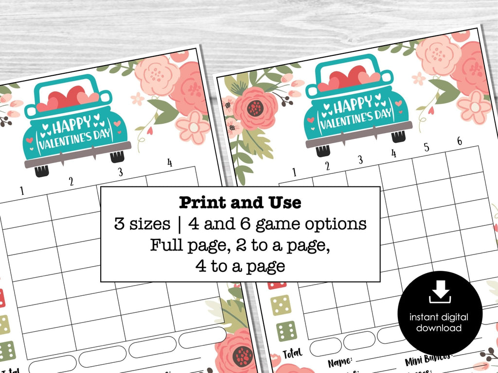 Valentine's Day Bunco Score Cards, February Bunco Score Sheets, Love Bunco Invitation, Hearts Bunco - Before The Party