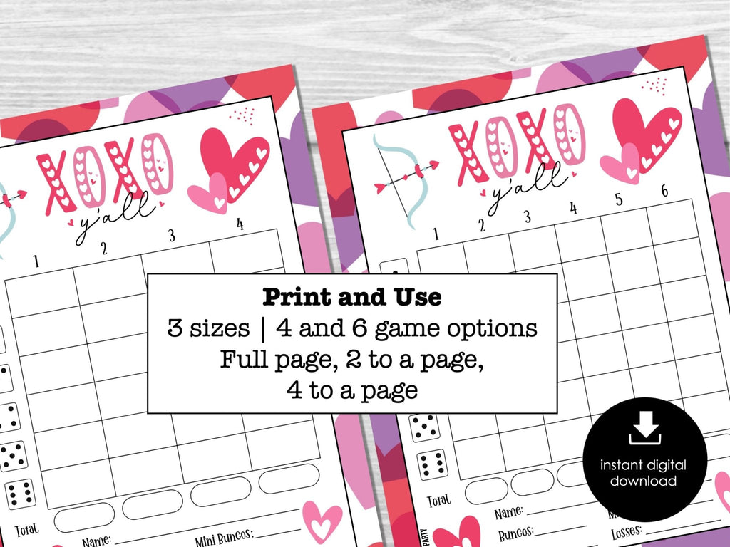 Valentine's Day Bunco Score Sheets, Printable, February Bunco, Bunco Invitation, Galentine's Bunco Night - Before The Party