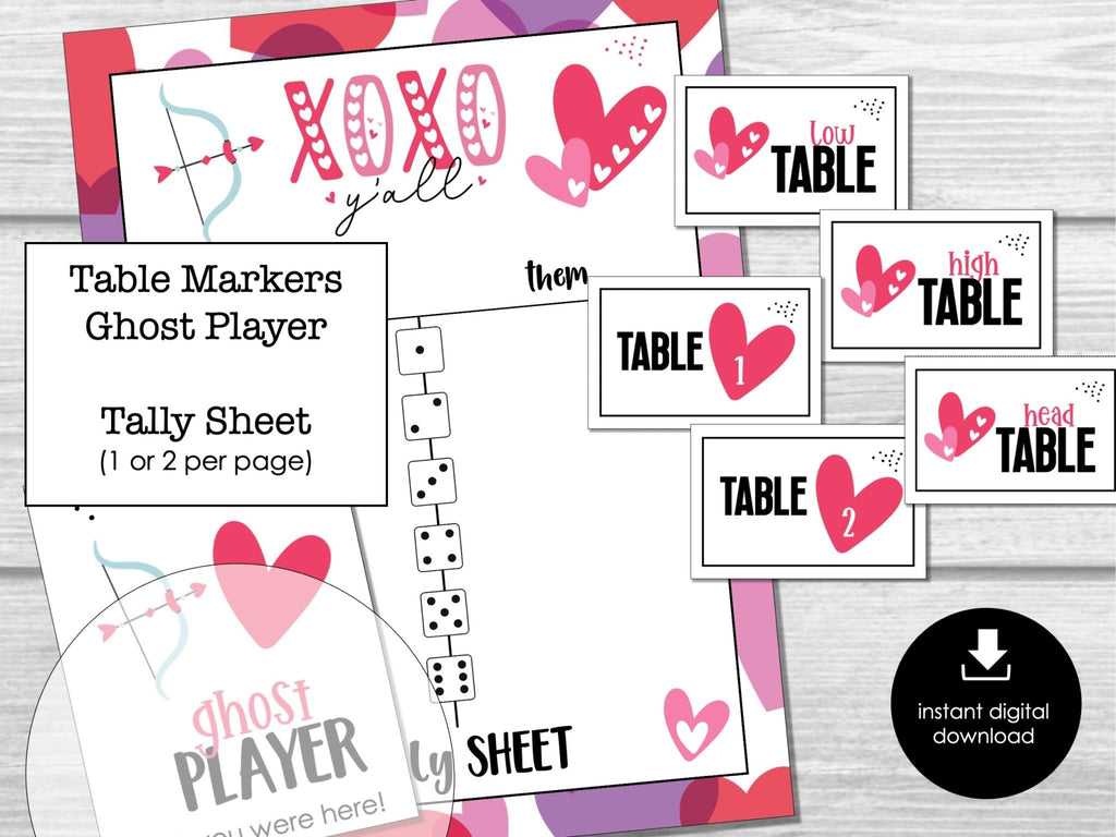 Valentine's Day Bunco Score Sheets, Printable, February Bunco Cards, Bunco Invitation, Love Bunco Party Kit, Galentine's Bunco Night, BUNKO - Before The Party