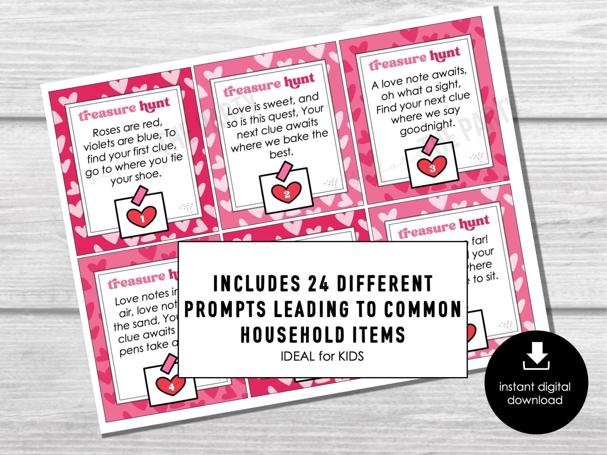 Valentines Day Scavenger Hunt for Kids | Valentines Treasure Hunt Clues | Valentines Printable Kids Game | Valentines Day Gift for Kids - Before The Party