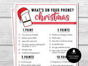 Whats on your phone? Christmas Game, Holiday Phone Scavenger Hunt for Parties