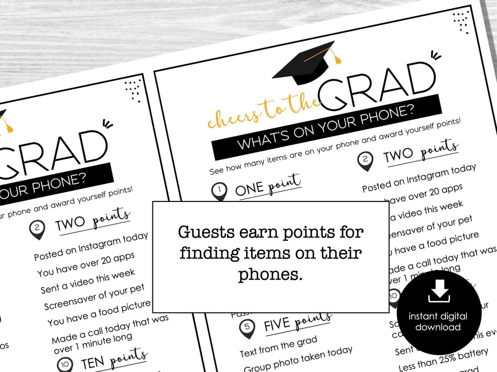 What's on your phone? Graduation Game, Printable Grad Game, 2023 Graduation Party, Easy Ice Breaker Game, Class of 2023, Grad Party Game - Before The Party