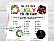Whats Your UGLY SWEATER Name, Christmas Fun Name Game, Fun Party Name Tags, Ice Breaker for Kids, Teens and Adults, XMAS Name Generator Game - Before The Party