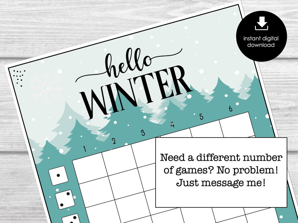 Winter Bunco Score Sheets, January Bunco Game, Snowflake Bunco Invitation, Fun Bunco Party Kit - Before The Party