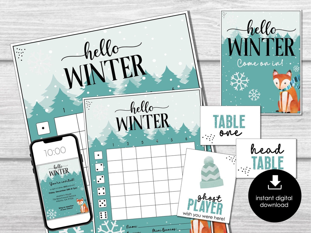 Winter Bunco Score Sheets, January Bunco Game, Snowflake Bunco Invitation, Fun Bunco Party Kit, Winter Bunco Set, Tally Sheet, Invitation - Before The Party