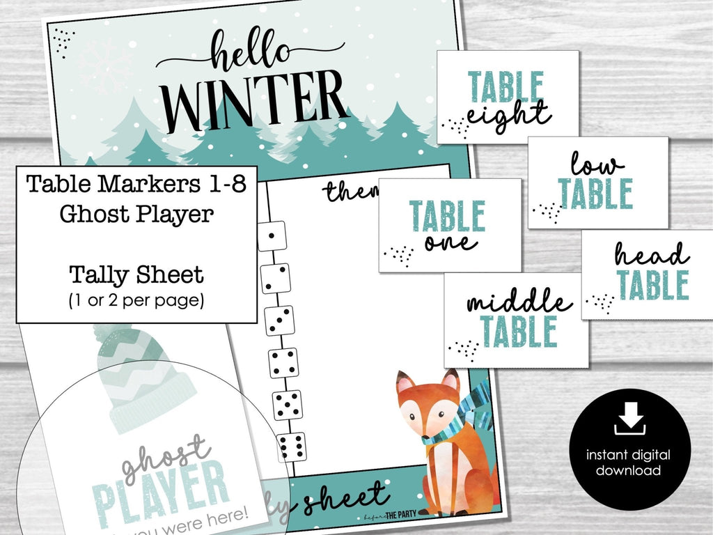 Winter Bunco Score Sheets, January Bunco Game, Snowflake Bunco Invitation, Fun Bunco Party Kit, Winter Bunco Set, Tally Sheet, Invitation - Before The Party